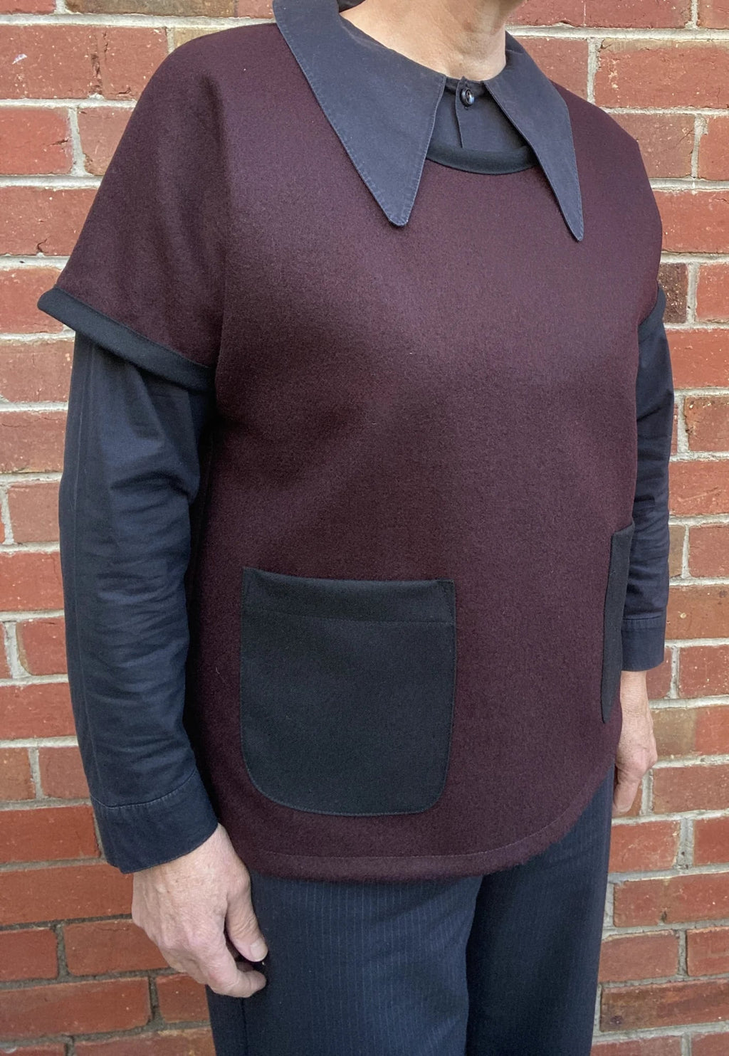 Women's Handmade Rider Vest - Aubergine Wool