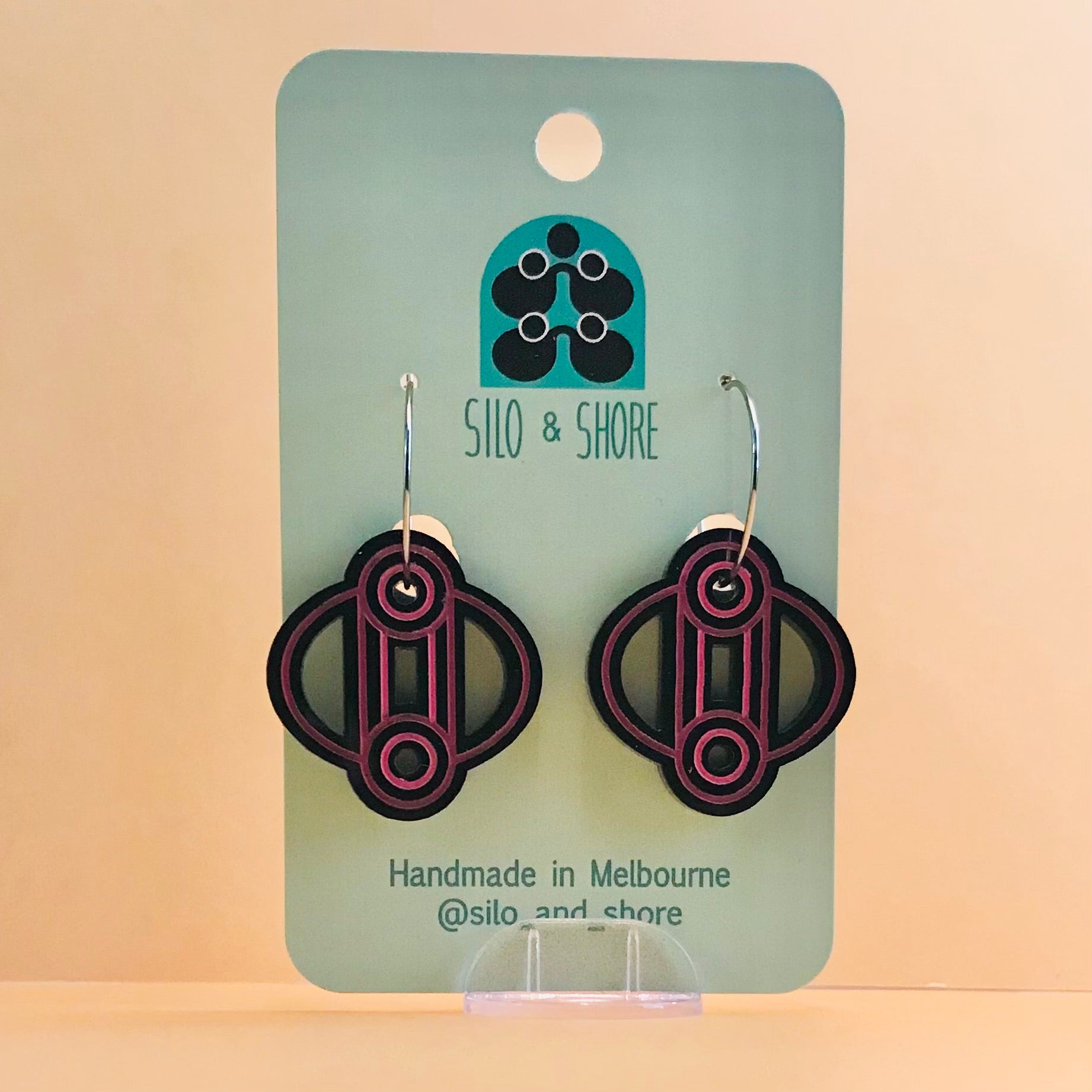 Art Deco Acrylic Earrings - Dotted Rings