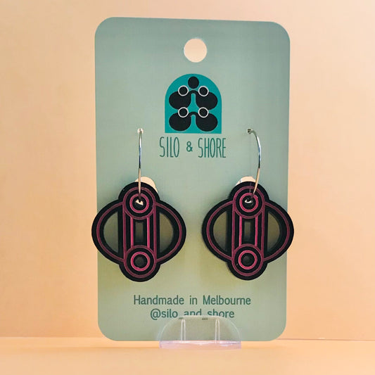 Art Deco Acrylic Earrings - Dotted Rings
