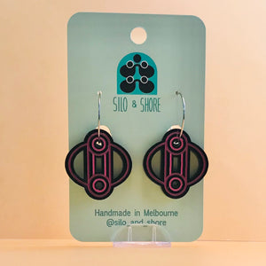 Art Deco Acrylic Earrings - Dotted Rings