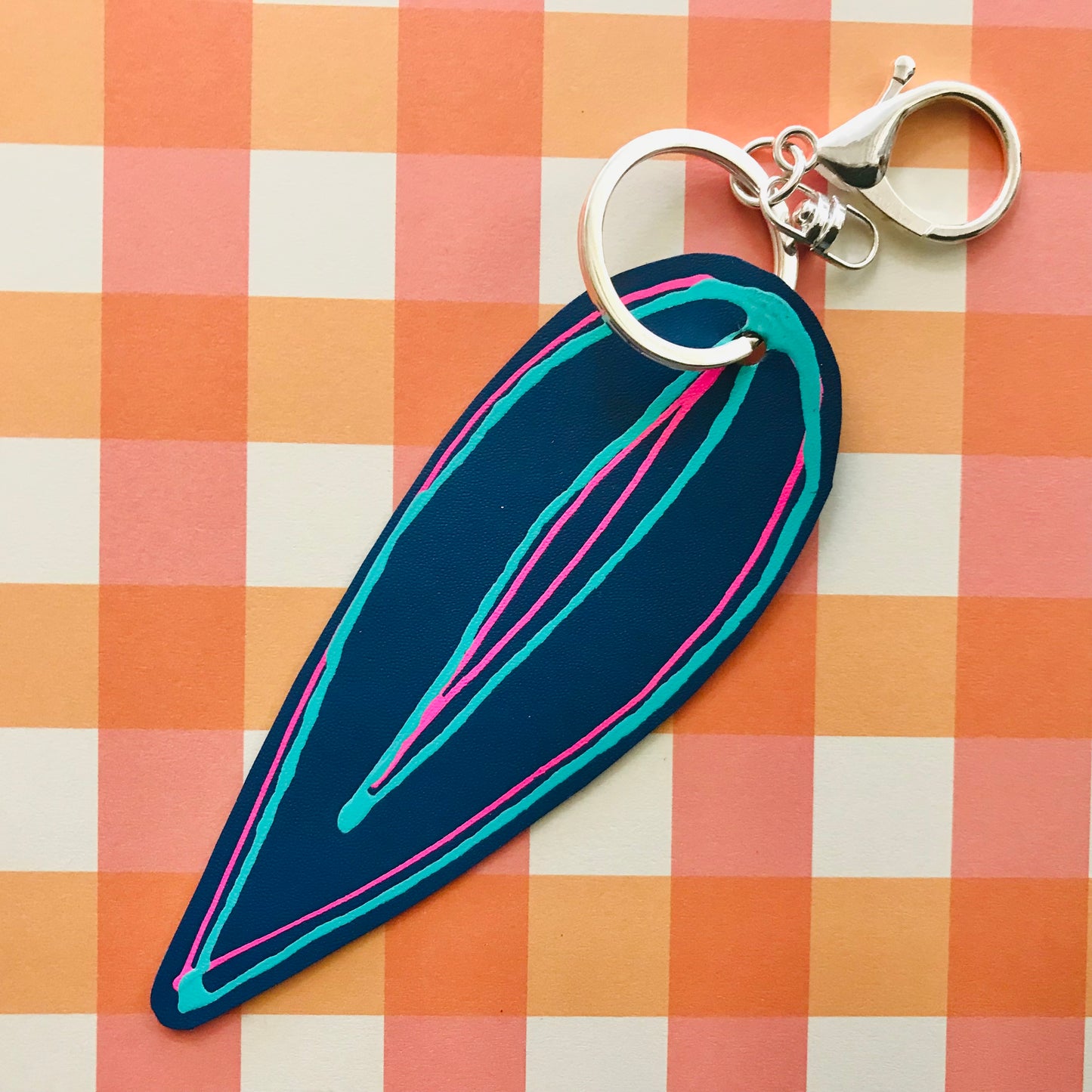 Handpainted Leather Keyrings - leaf