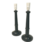 Lamp Base Only - Painted Gloss Turned Timber Table Lamp - Dark Grey