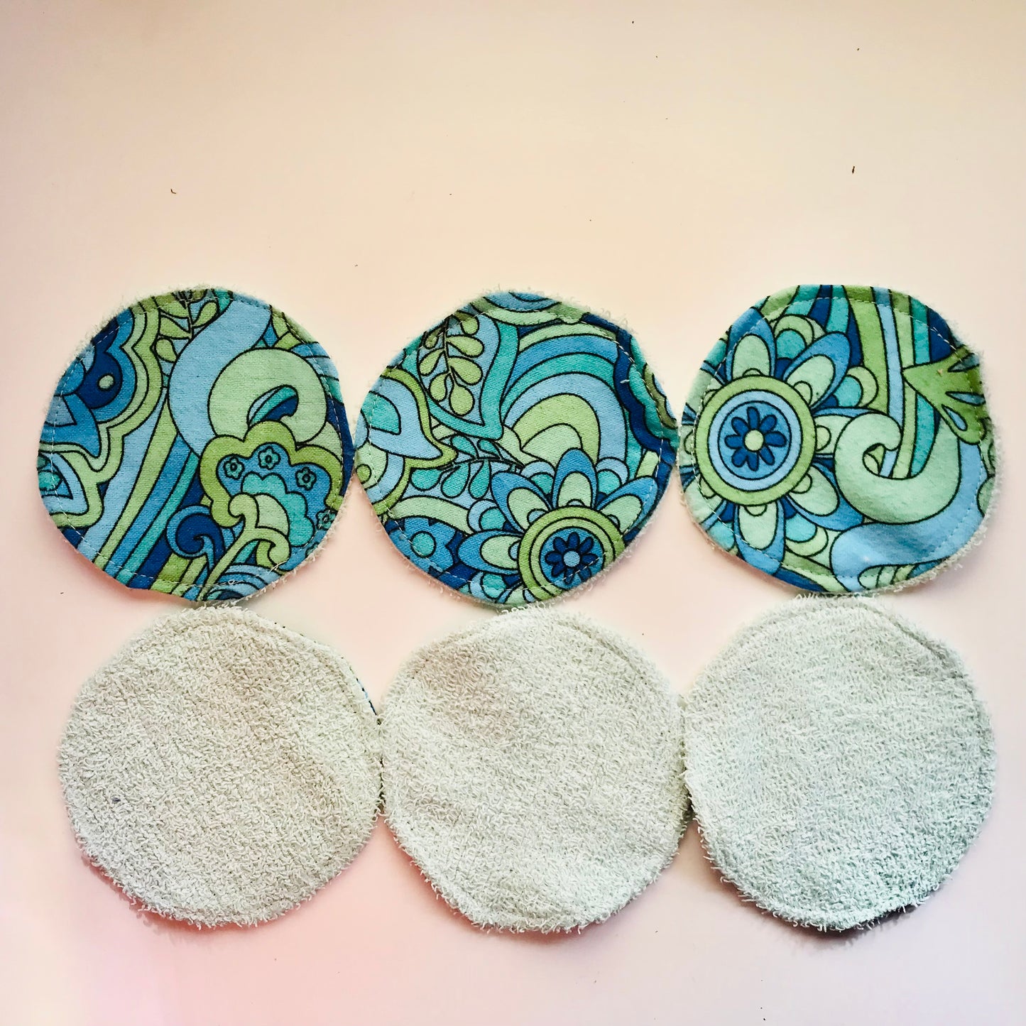 No Waste Reusable Make-up Remover Pads Wipes - flannel / towelling (set of 6)
