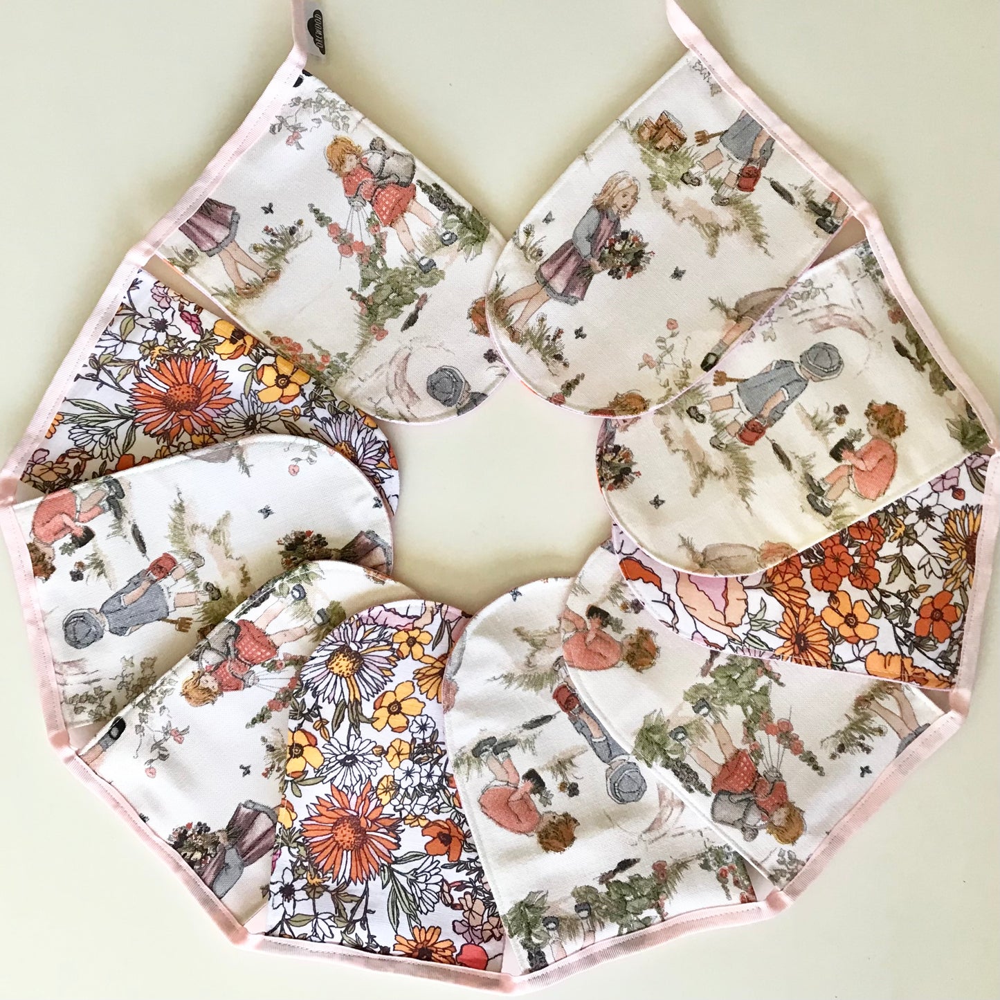 Reusable Eco Sustainable Bunting Flag Nursery Bedroom Wall Decoration - Pink Garden Party