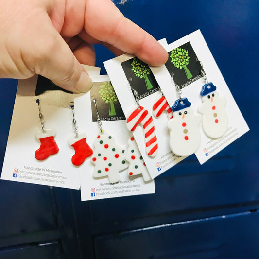 Hand Painted Christmas Hook Earrings