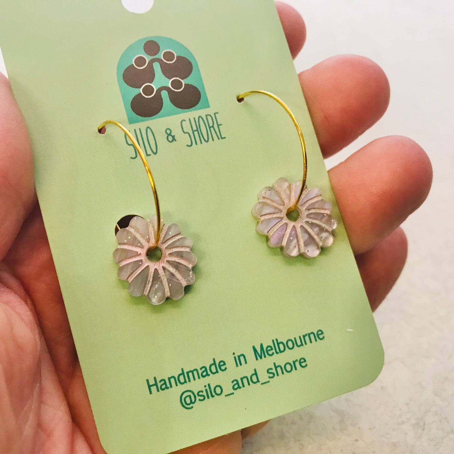 Art Deco Acrylic Earrings - Sunny Hoops