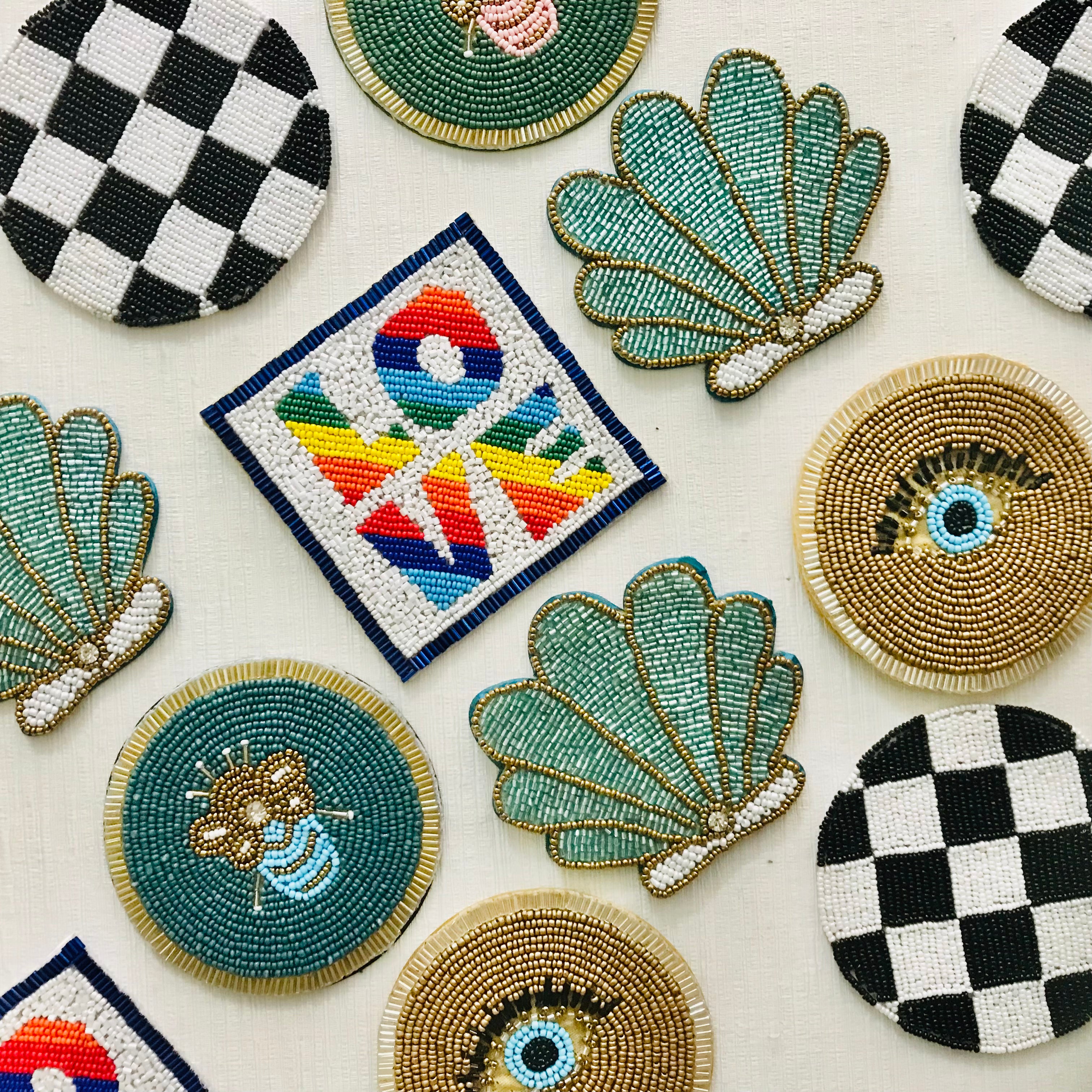 Hand Beaded & Embroidered Individual Coasters