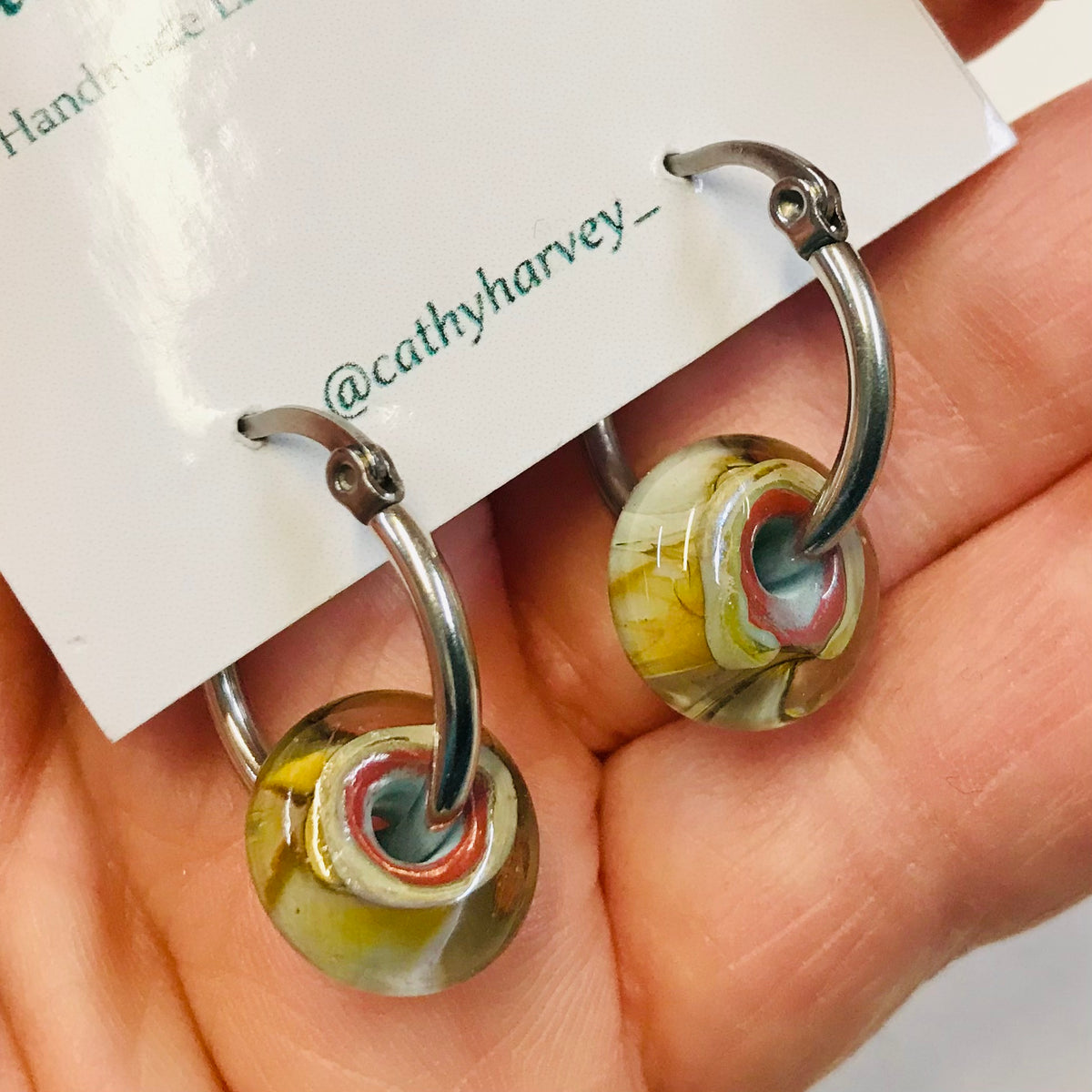 Glass Bead Hoop Earrings
