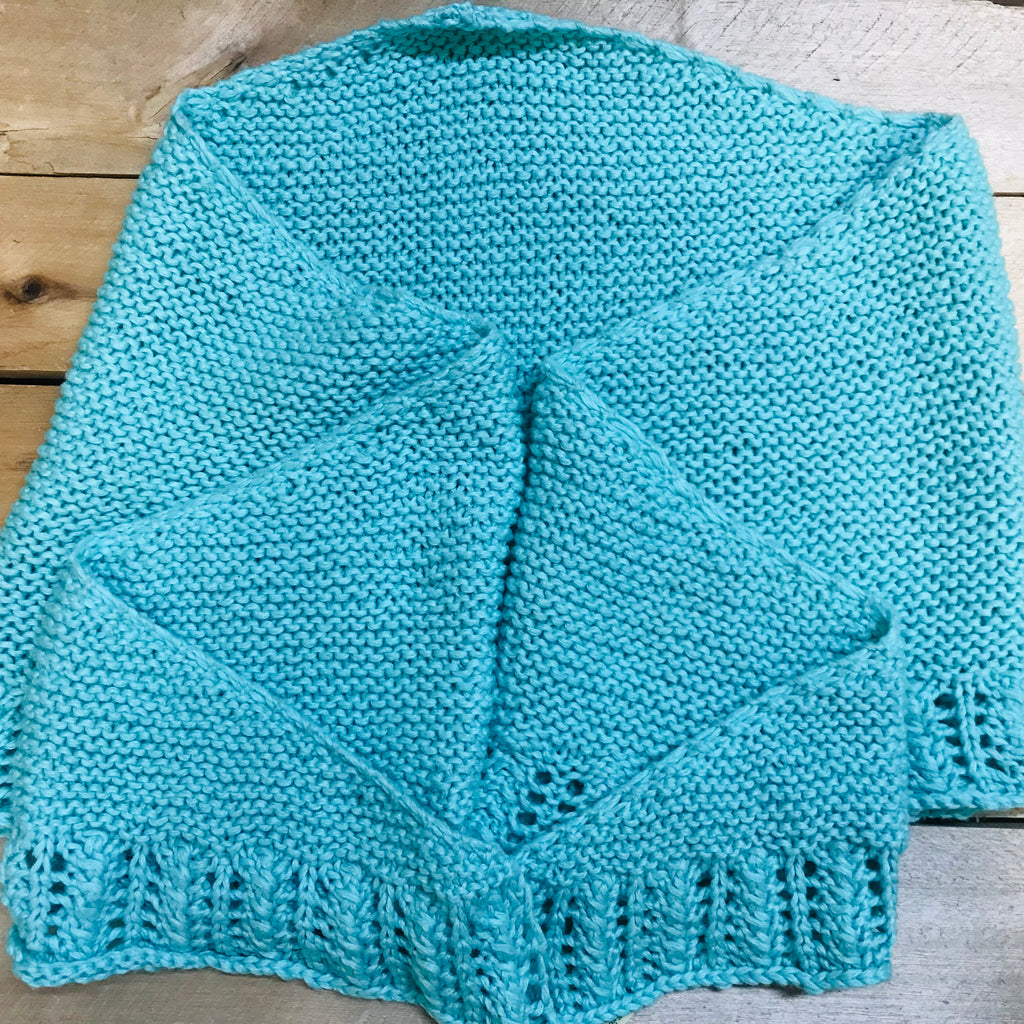 hand-knitted locally - Shawl Aqua