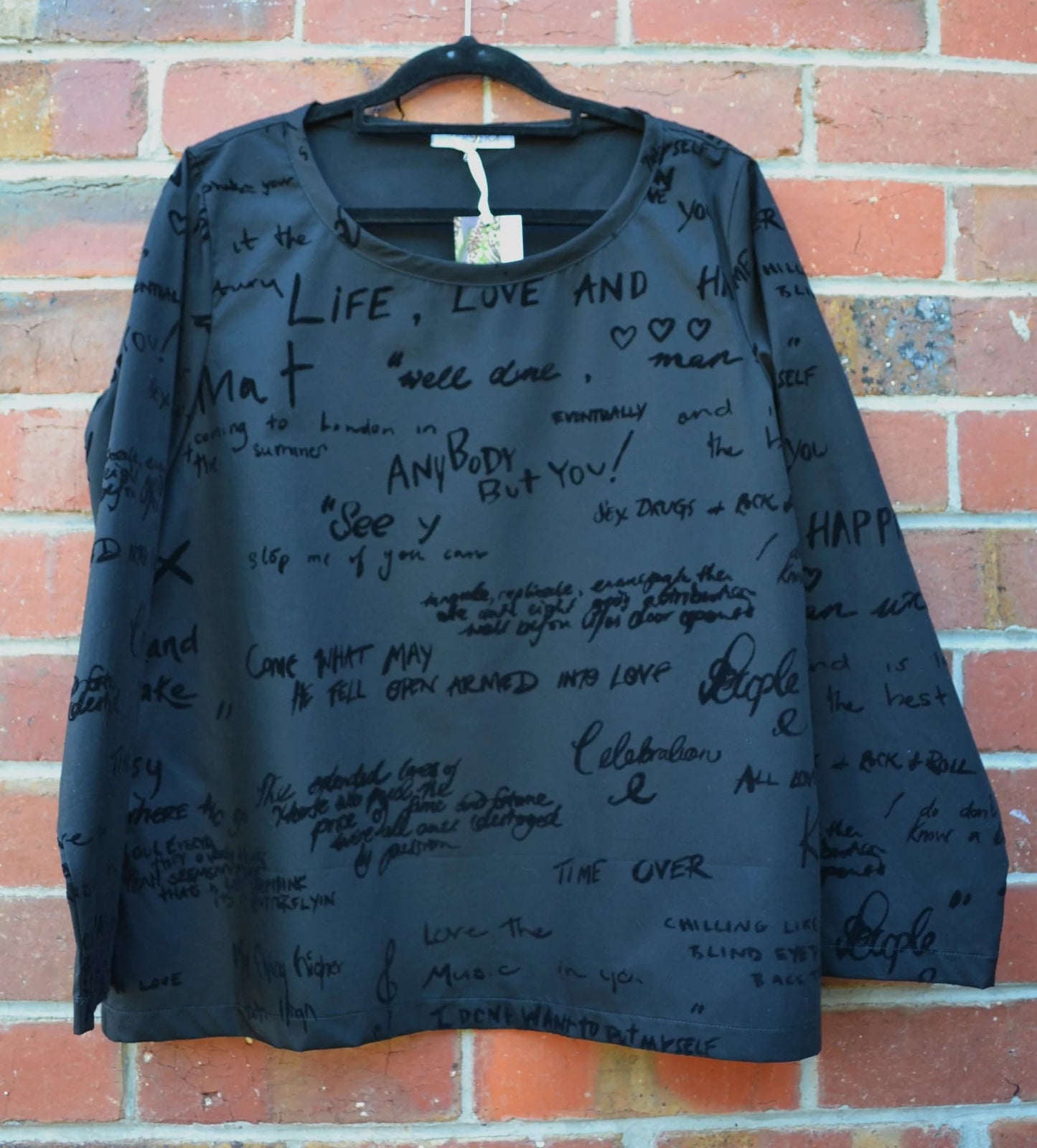 Women's Handmade Basic Top - Graffiti flocked cotton