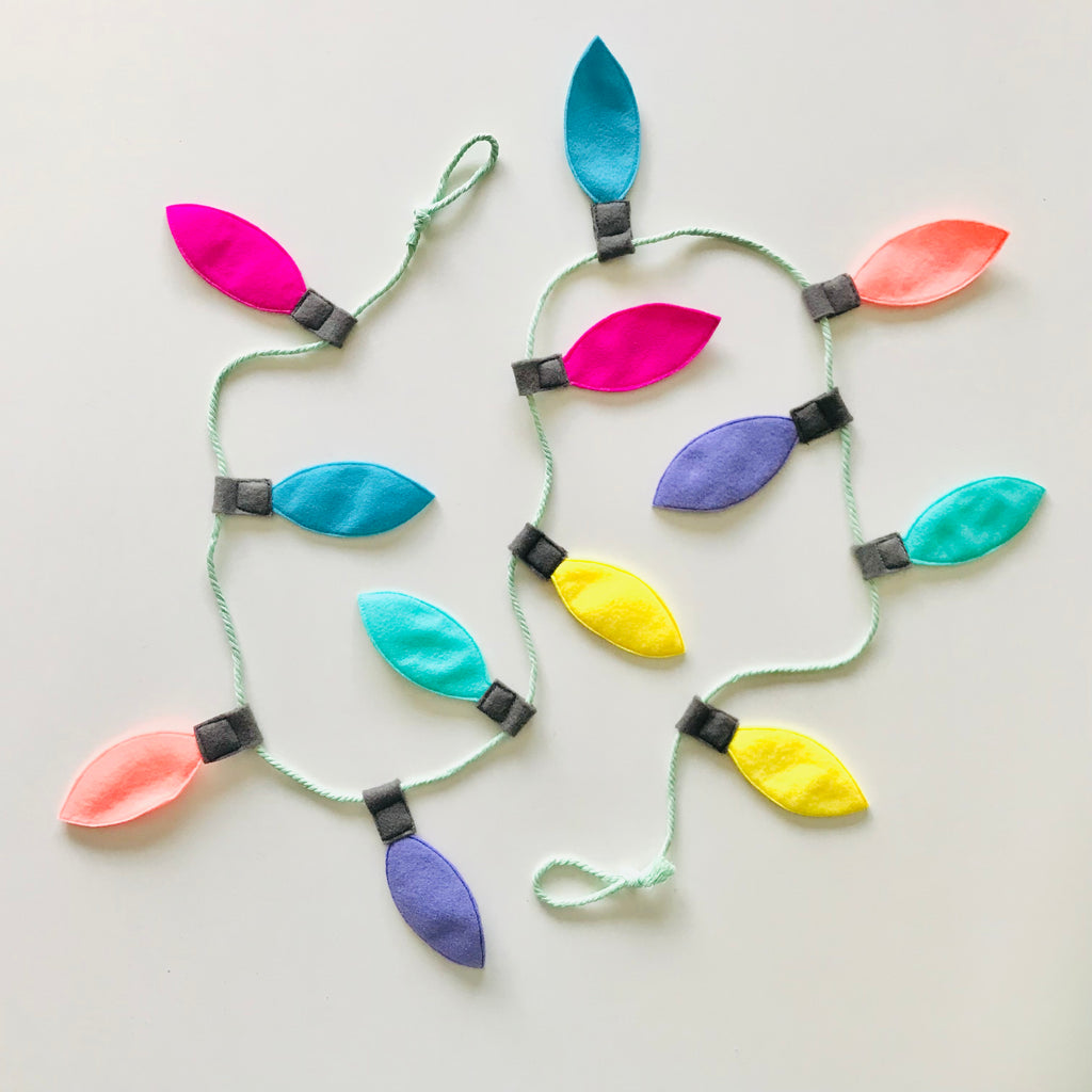 Christmas Fairy Lights Lantern Felt Bunting - Neons