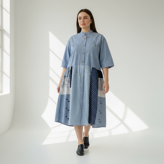 Scarecrow Dress - Multi Blues