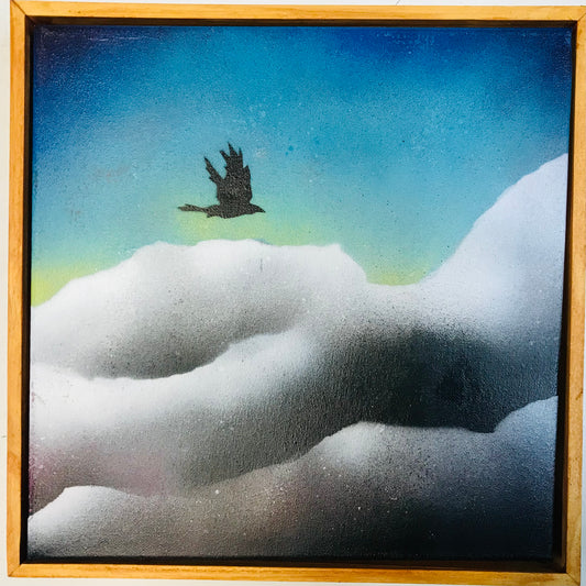 Spraypaint & Acrylic Original Artwork - Bird Sky