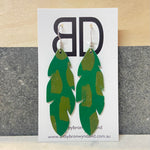 Handmade Painted Leather Earrings - The Feather