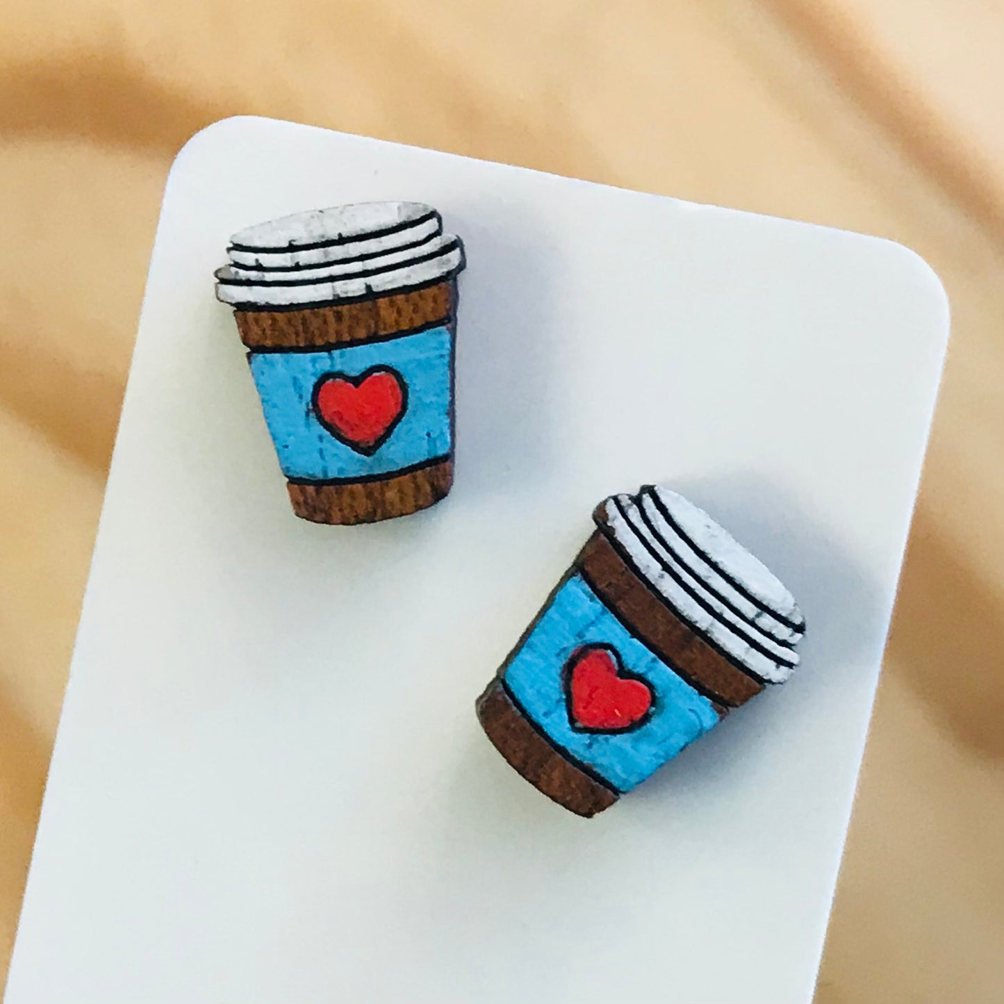 Novelty Studs Earrings - Graphic Wood