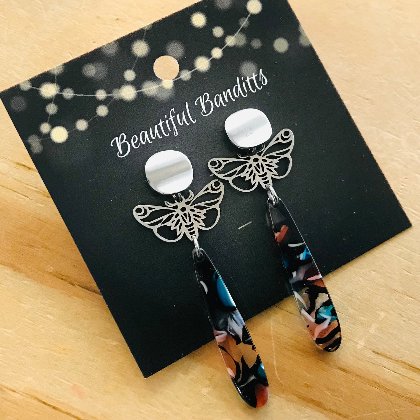 Mixed Metal and Resin Earrings - medium