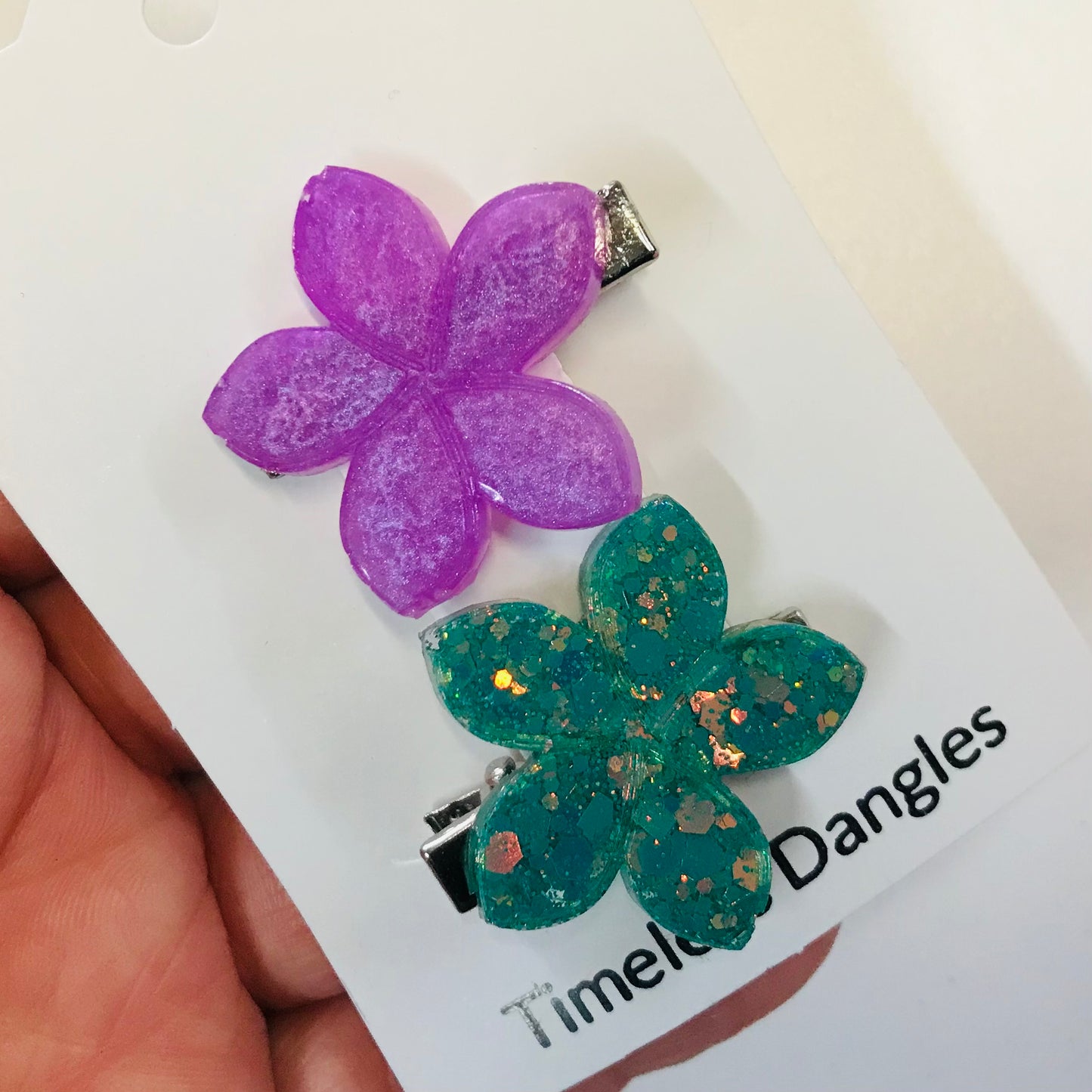 Resin Sparkle Hair Clips - Mini Set of 2