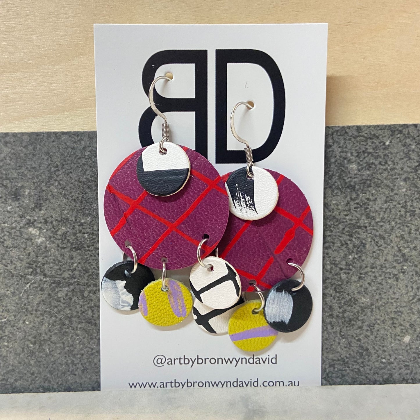 Handmade Painted Leather Earrings - The Buddy