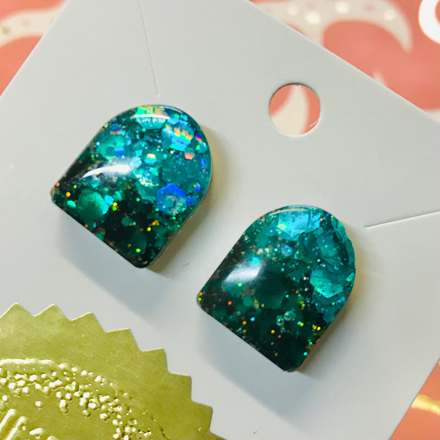 Novelty Resin Sparkle Stud Earrings