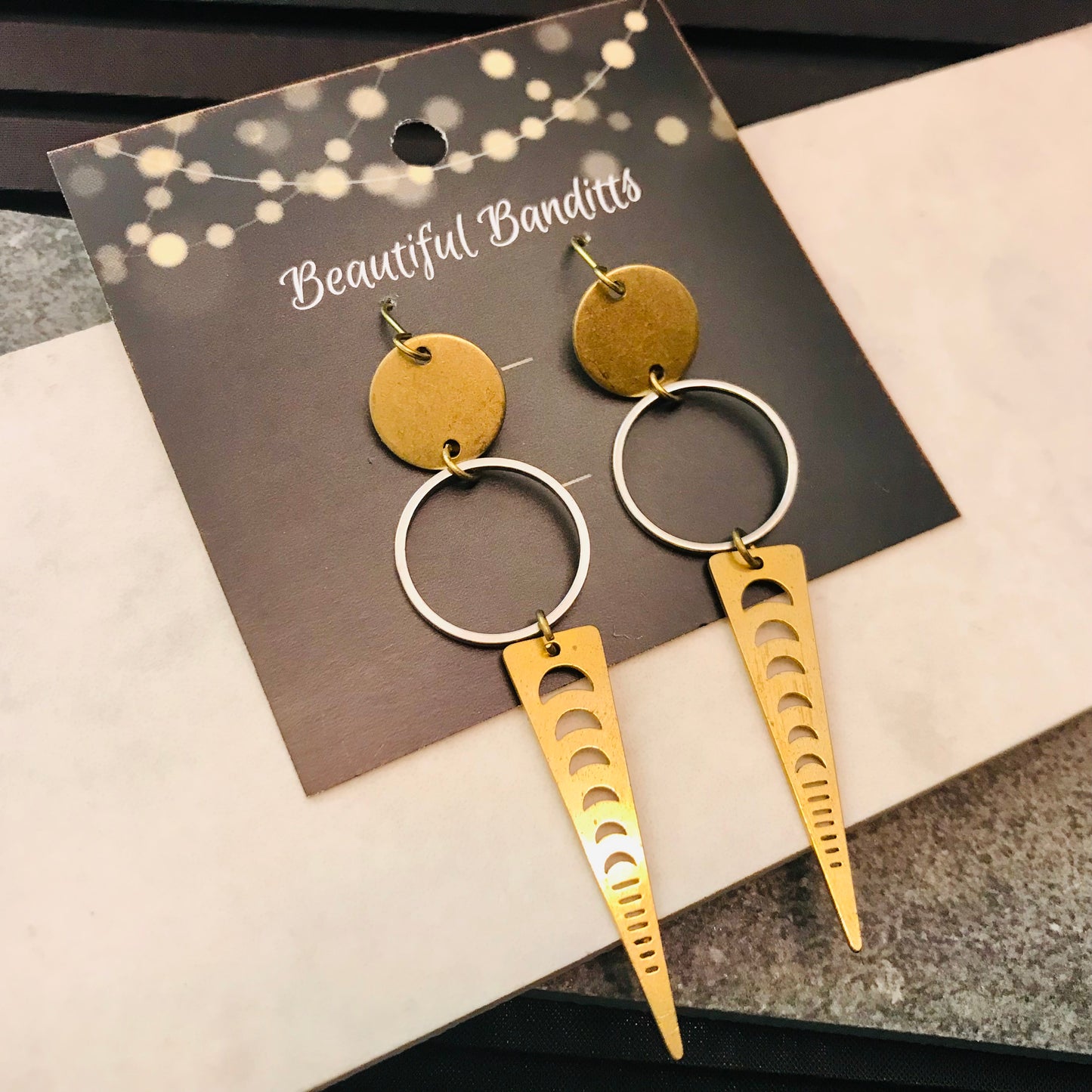 Mixed Metal and Resin Earrings - medium