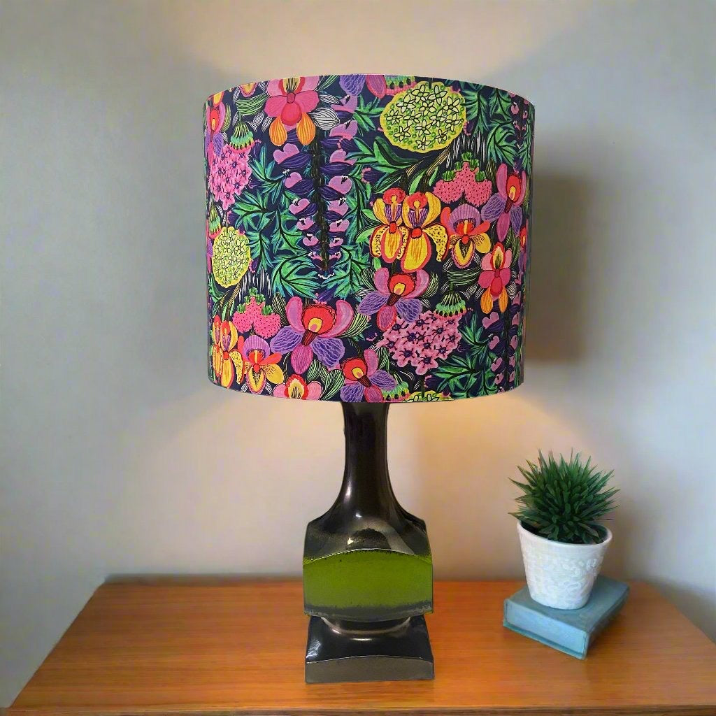 Custom Lamp Shade only - Orchids on Navy