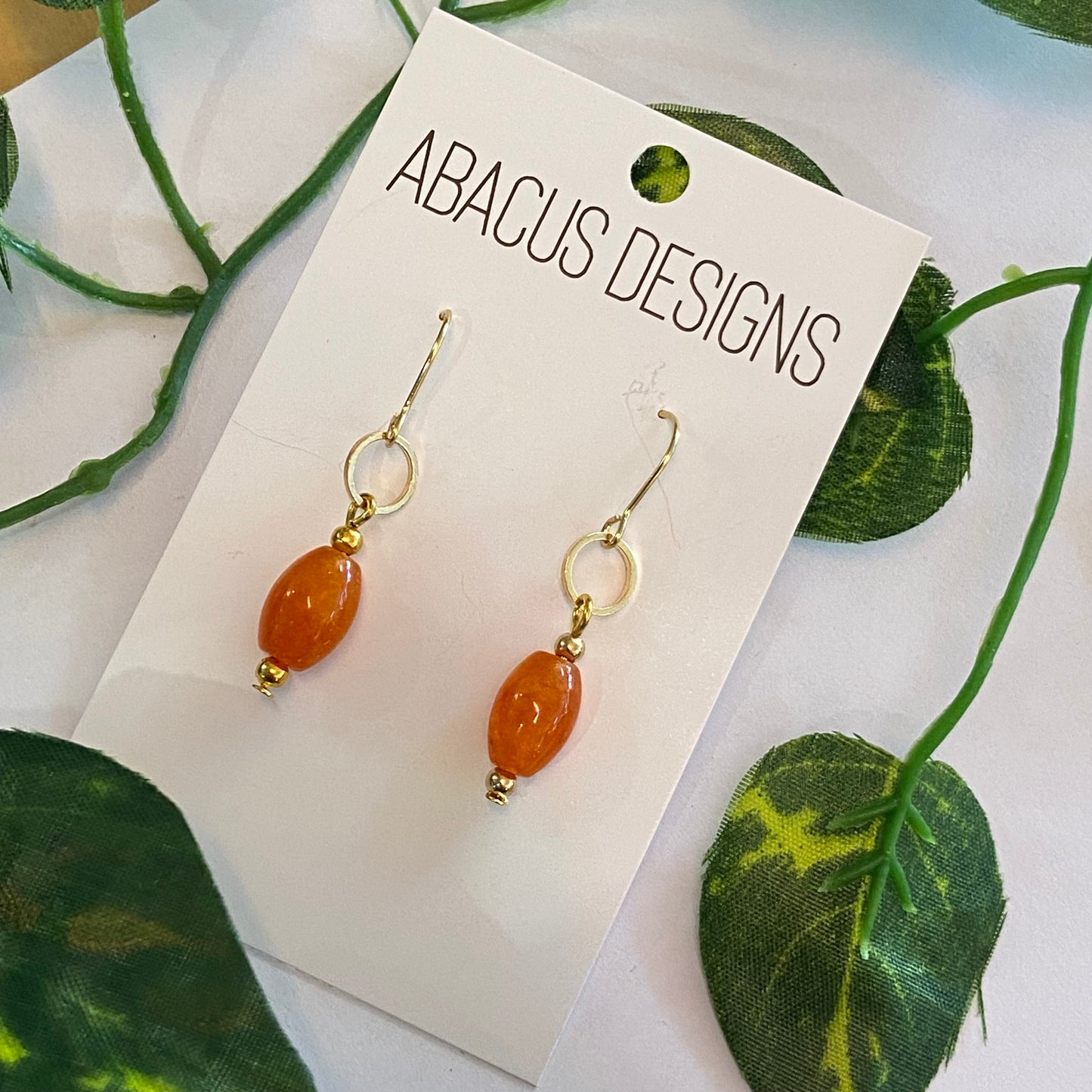 Colourful Glass & Brass Dangle Earrings