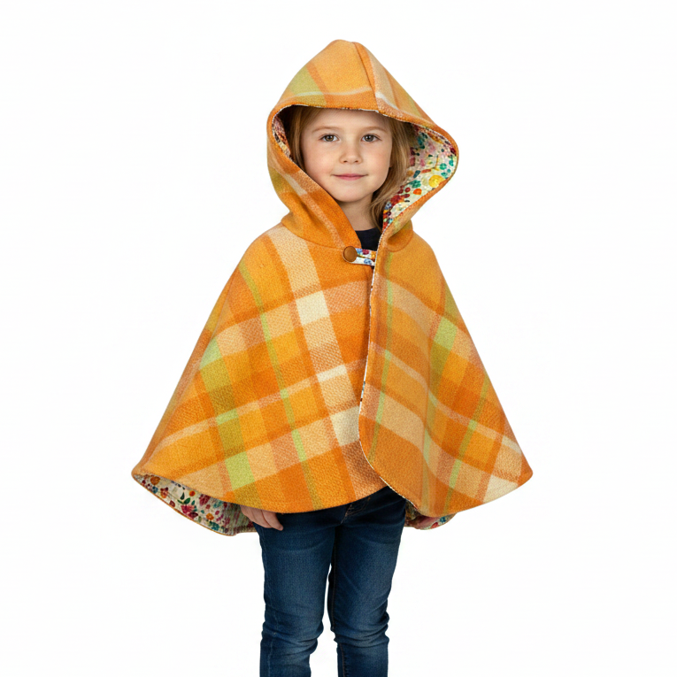 Vintage Blanket Woollen Cape - Orange