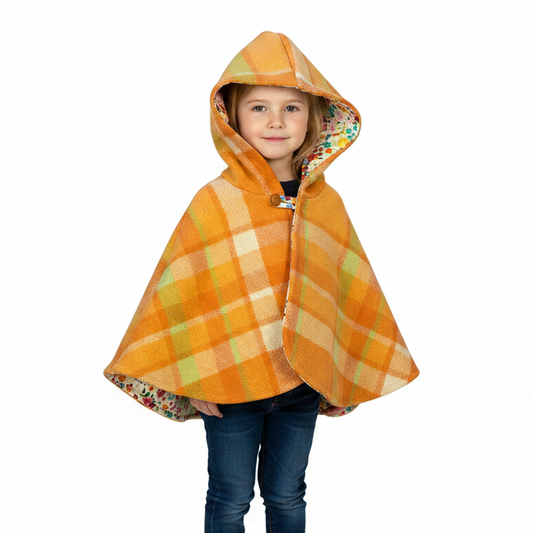 Vintage Blanket Woollen Cape - Orange