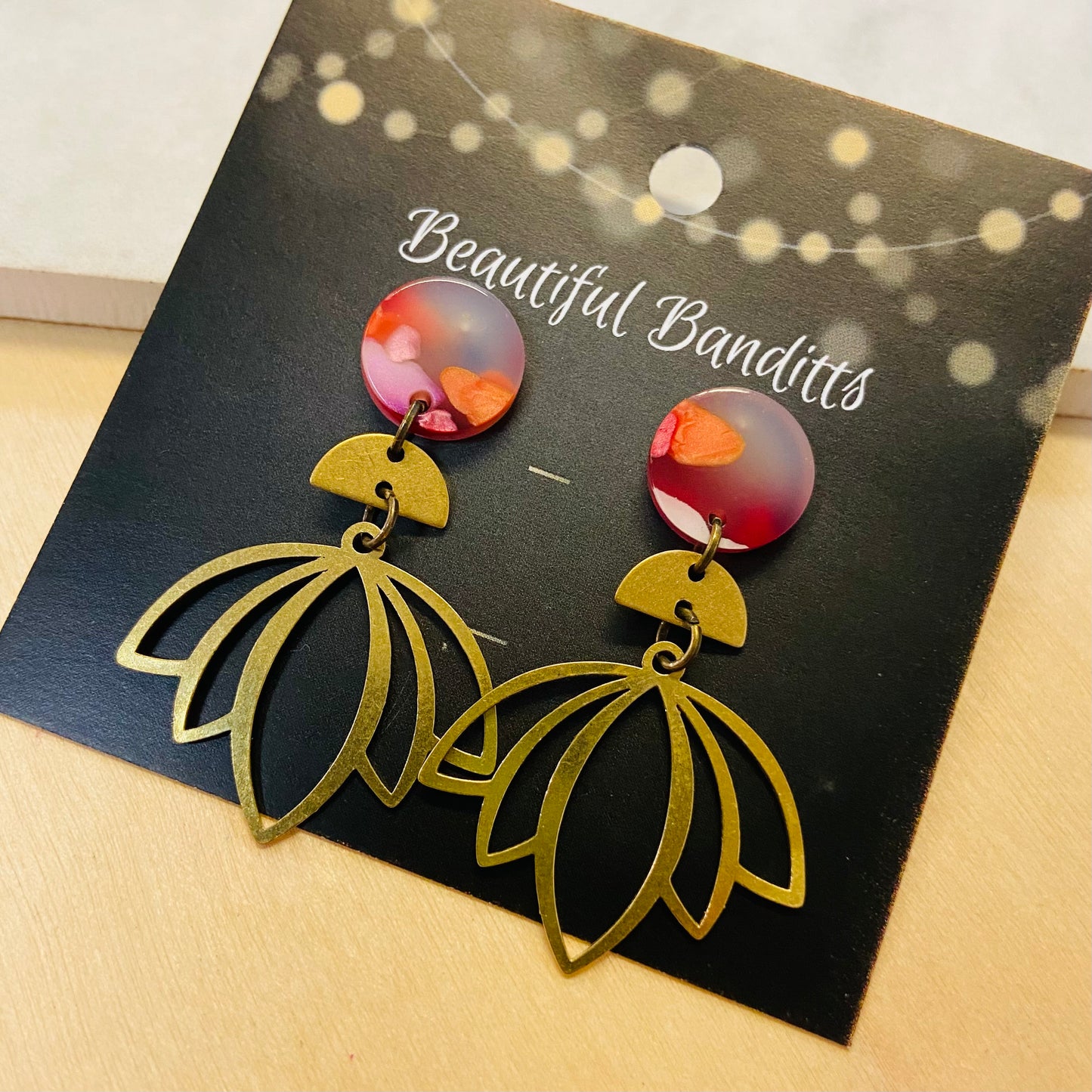 Mixed Metal and Resin Earrings - small