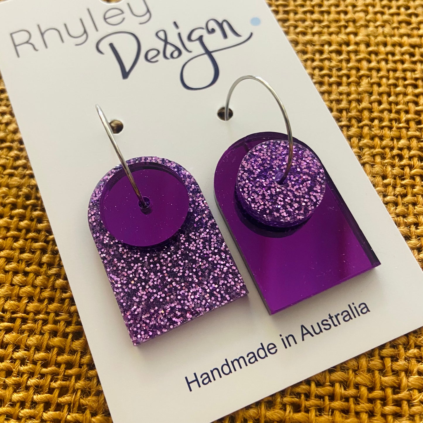 Mismatch Mirror Glitter Earrings - arched