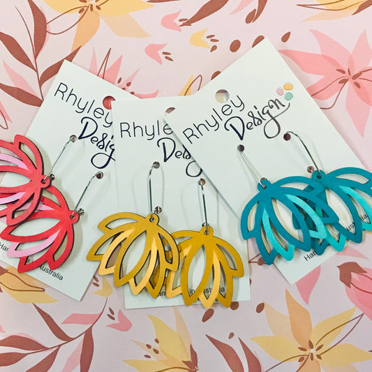 Flower wood Statement Earrings