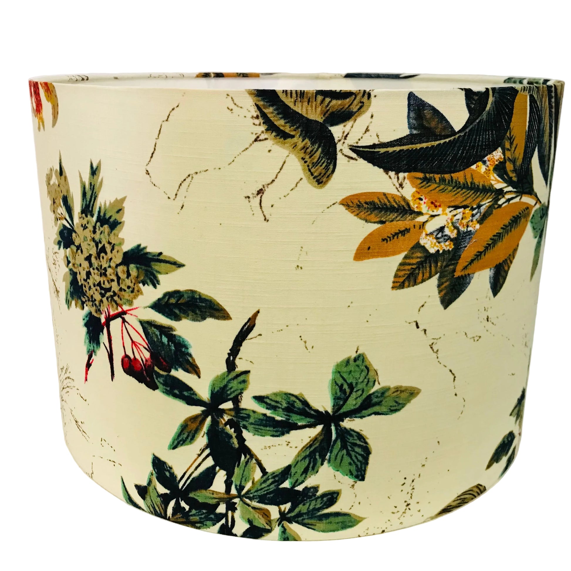 Floral patterned lampshade on a white background