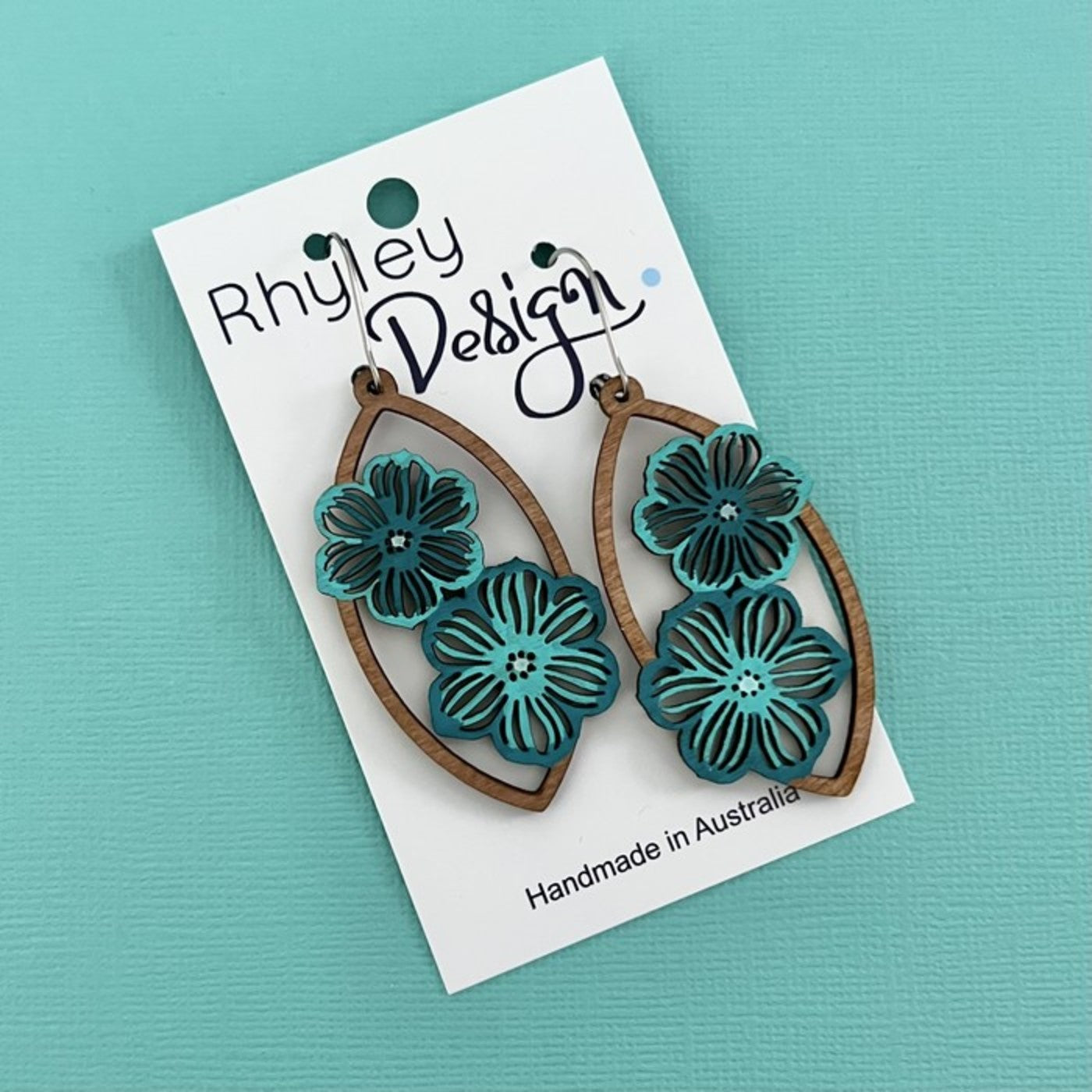 Floral Wood Statement Earrings