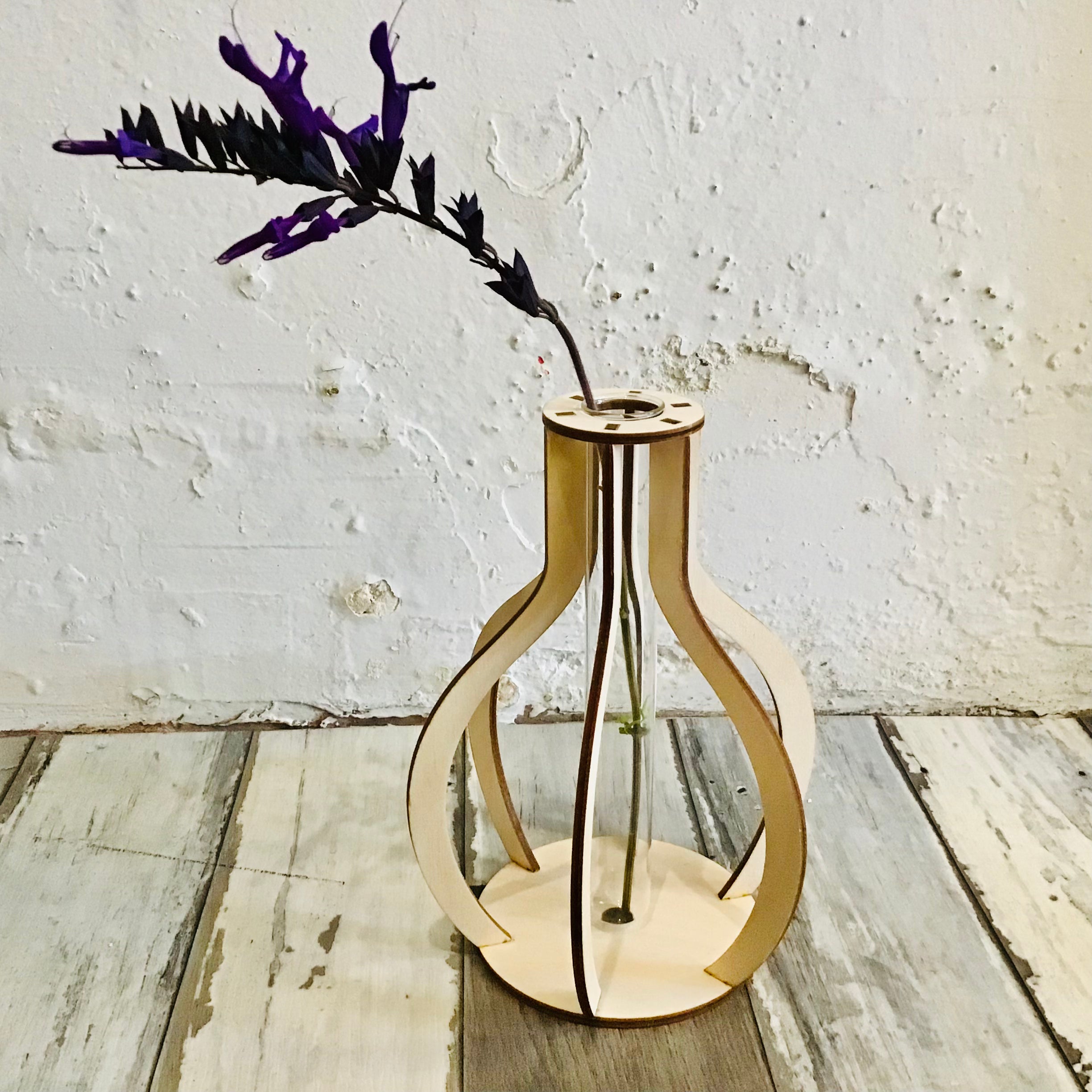 Wood Single Flower Vase