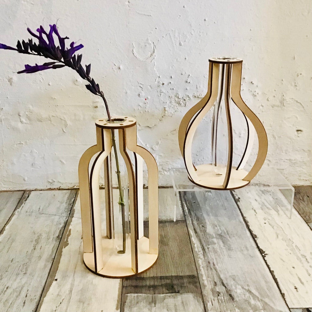 Wood Single Stem Flower Vase