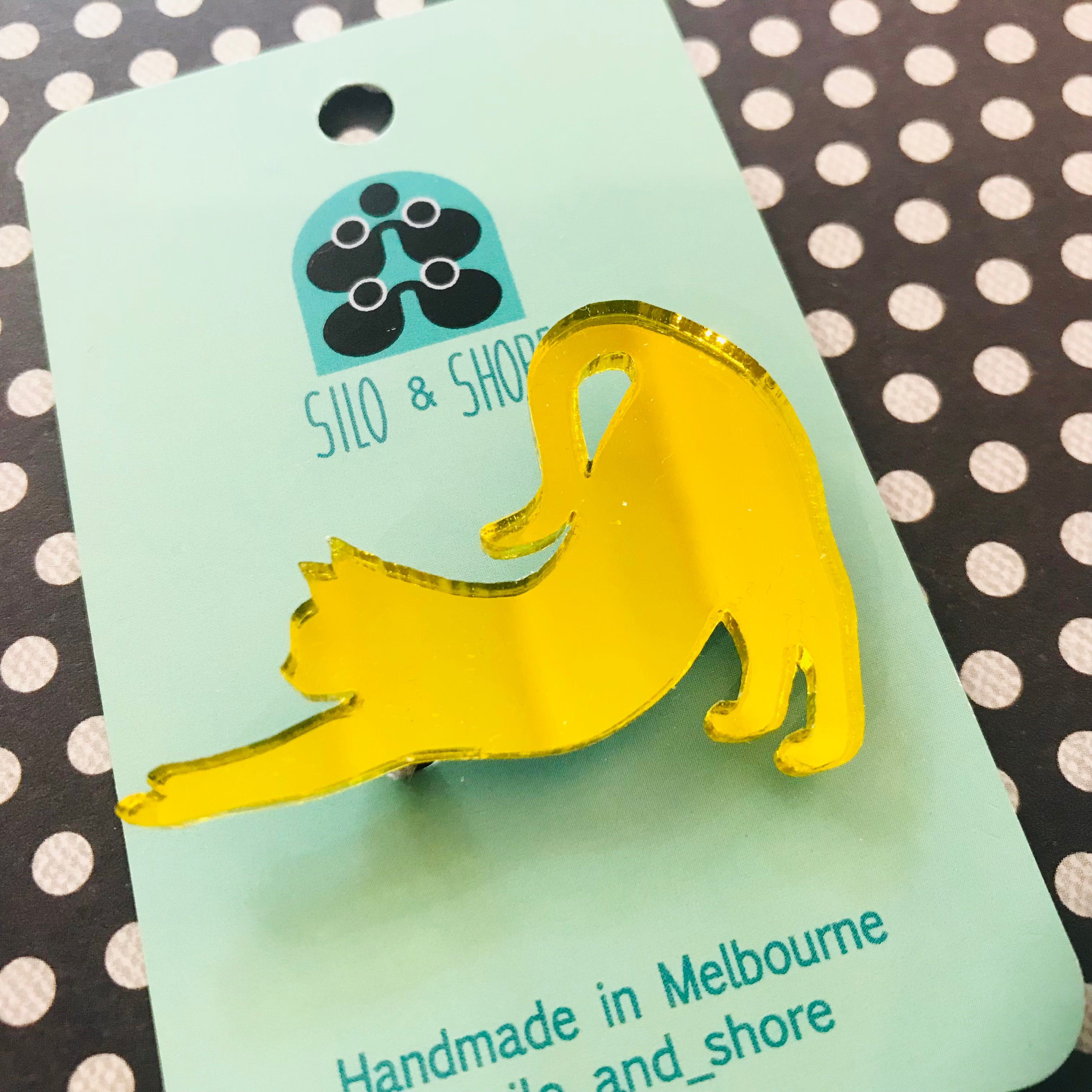 Art Deco Acrylic Brooch - Cats
