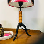 Barkcloth Pink Geo Flower Table Lamp