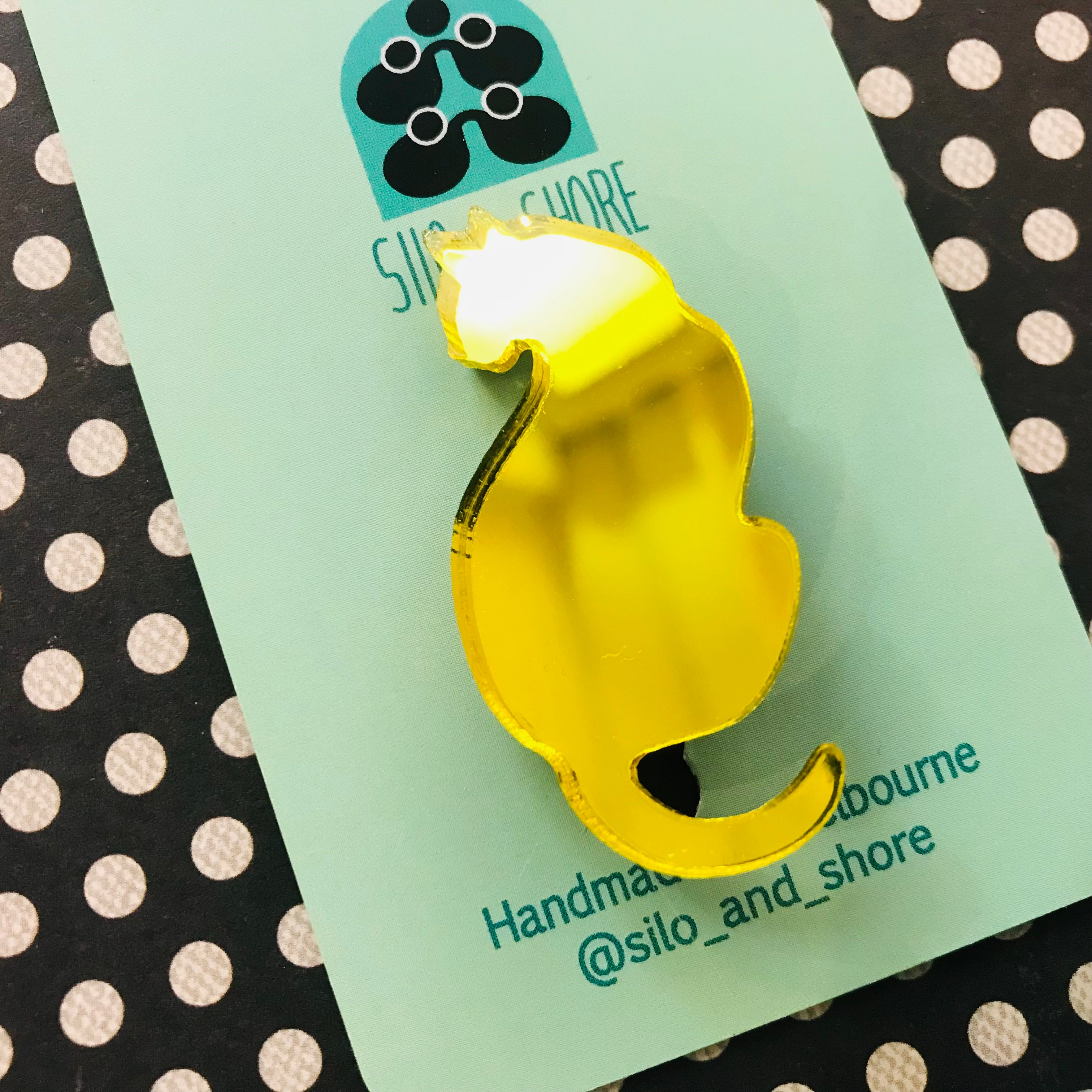 Art Deco Acrylic Brooch - Cats