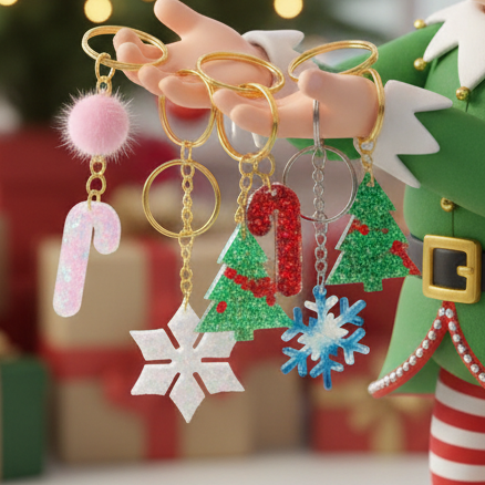 Resin Sparkle Christmas Key Chains