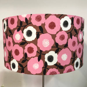 Barkcloth Pink Blooms Table Lamp