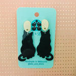 Art Deco Acrylic Stud Earrings - Cats Dangly