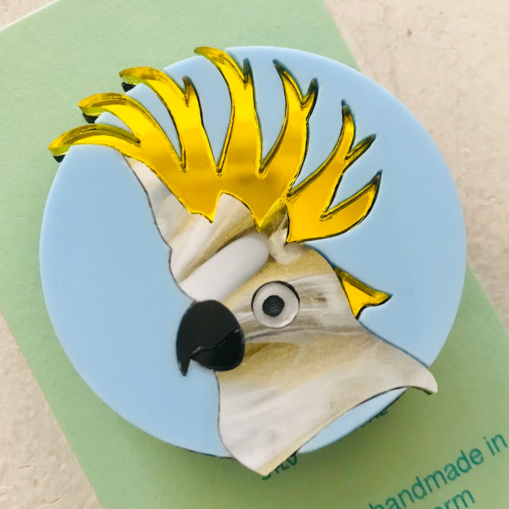 Art Deco Acrylic Brooch - Cockatoo