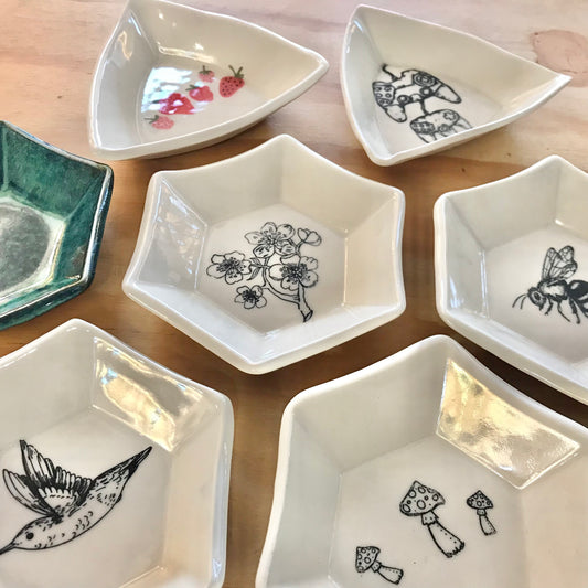 Handthrown Pottery Hexagon & Triangle Trinket Dishes