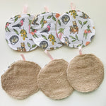 No Waste Reusable Make-up Remover Pads Wipes - flannel / towelling (set of 6)