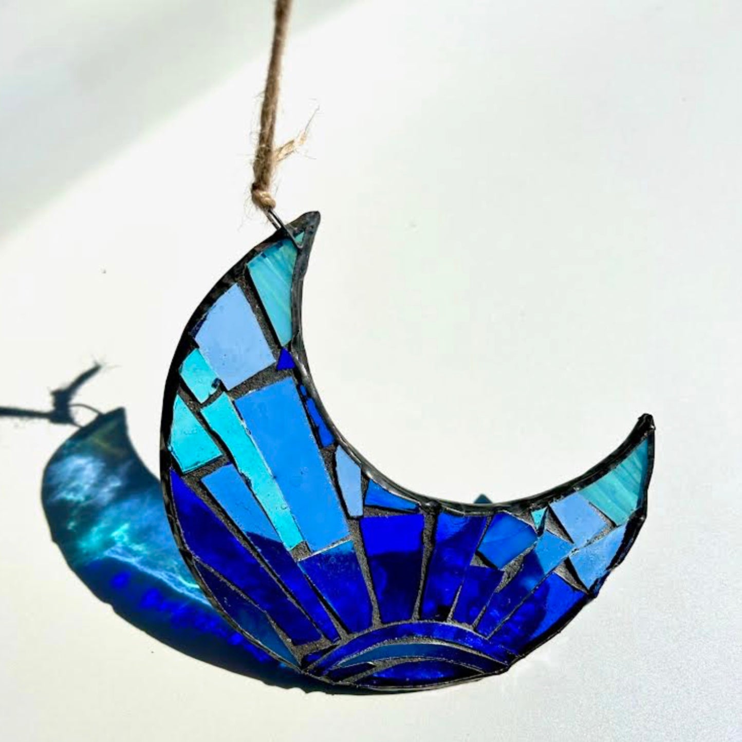 Handmade Glass Suncatcher - Mosaic Crescent Moon