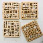Wood Laser Cut Coasters (set of 4) - Grid