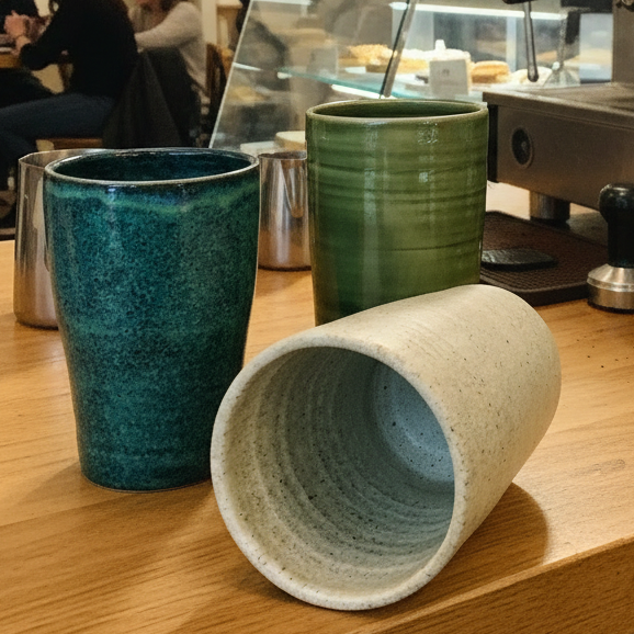 Handmade Pottery Tall Tumbler Grande Hug Mug Utensil Holder