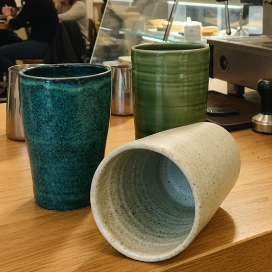 Handmade Pottery Tall Tumbler Grande Hug Mug Utensil Holder