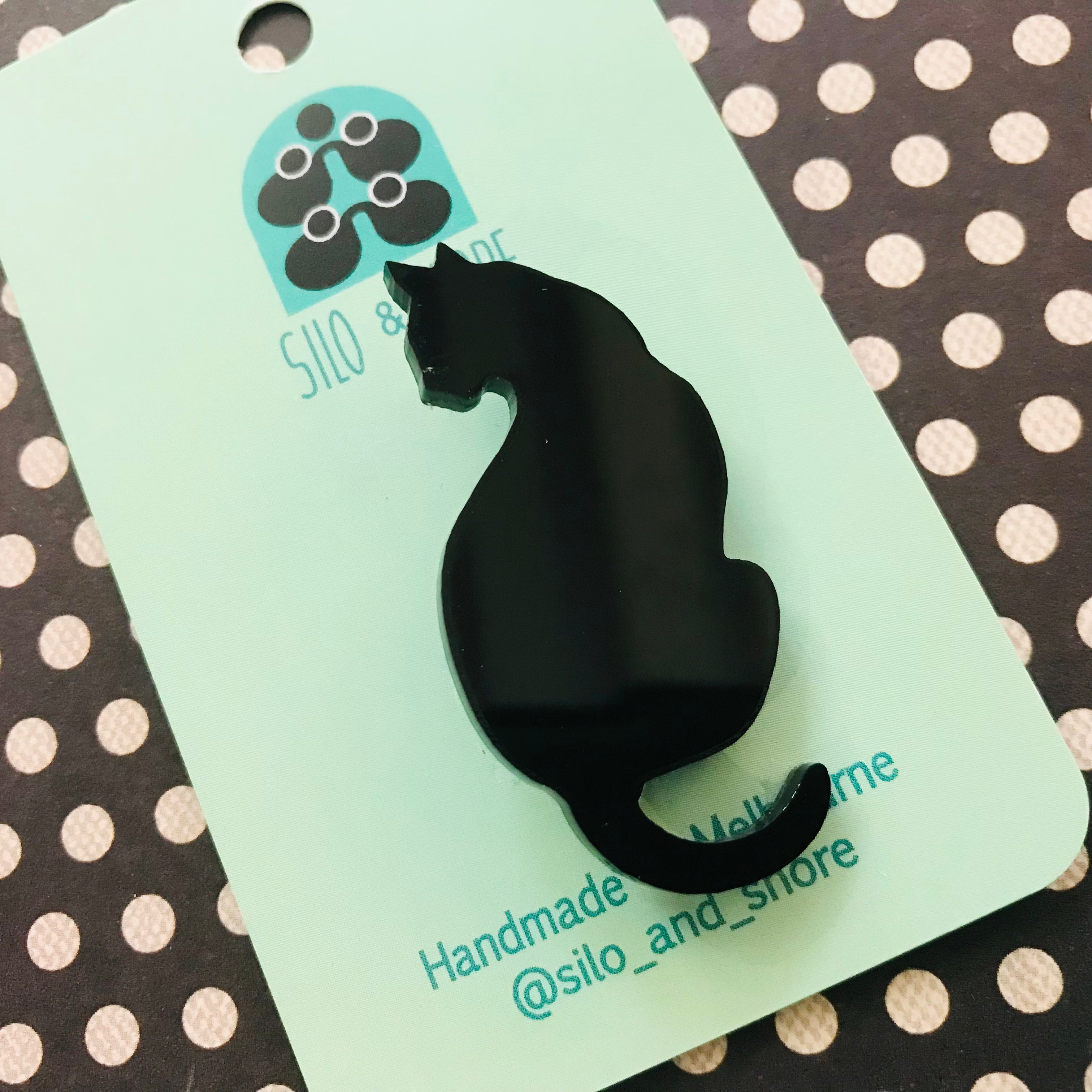 Art Deco Acrylic Brooch - Cats