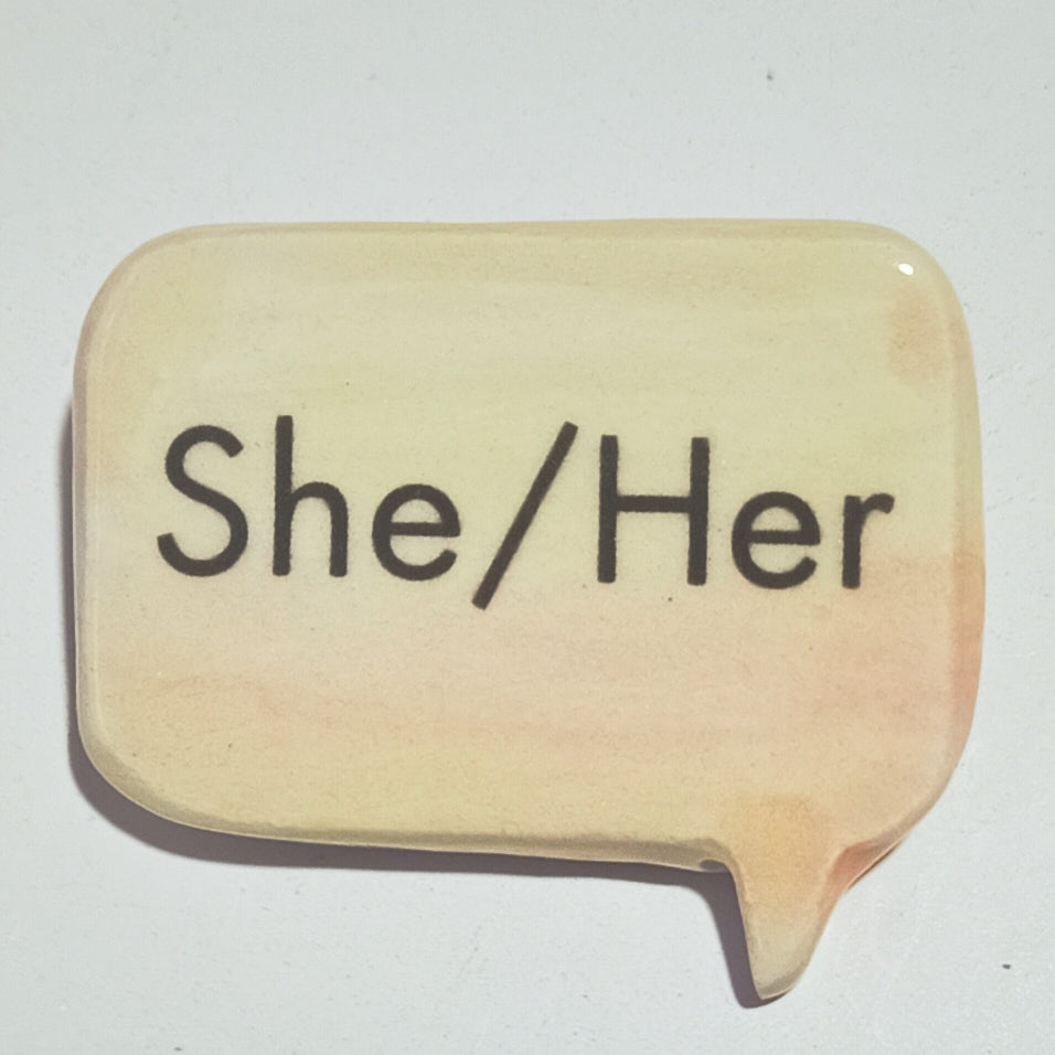 Handcrafted Pottery Gender/Pronoun Brooches